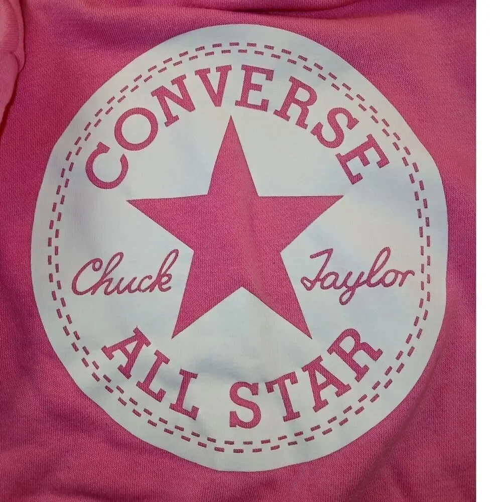 Converse All Star Girls Pink Graphic Pullover Hoodie - Size: Large Youth